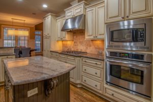 a convection microwave oven in the kitchen